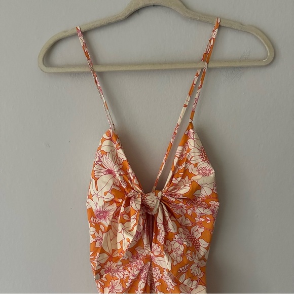 J.Crew Tie-front cotton poplin midi dress in orange floral Summer Small NWT - Picture 4 of 10
